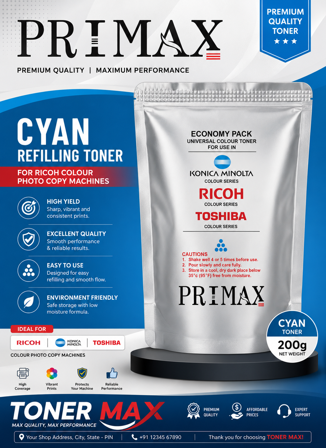 Primax Ricoh Color Toner - Cyan