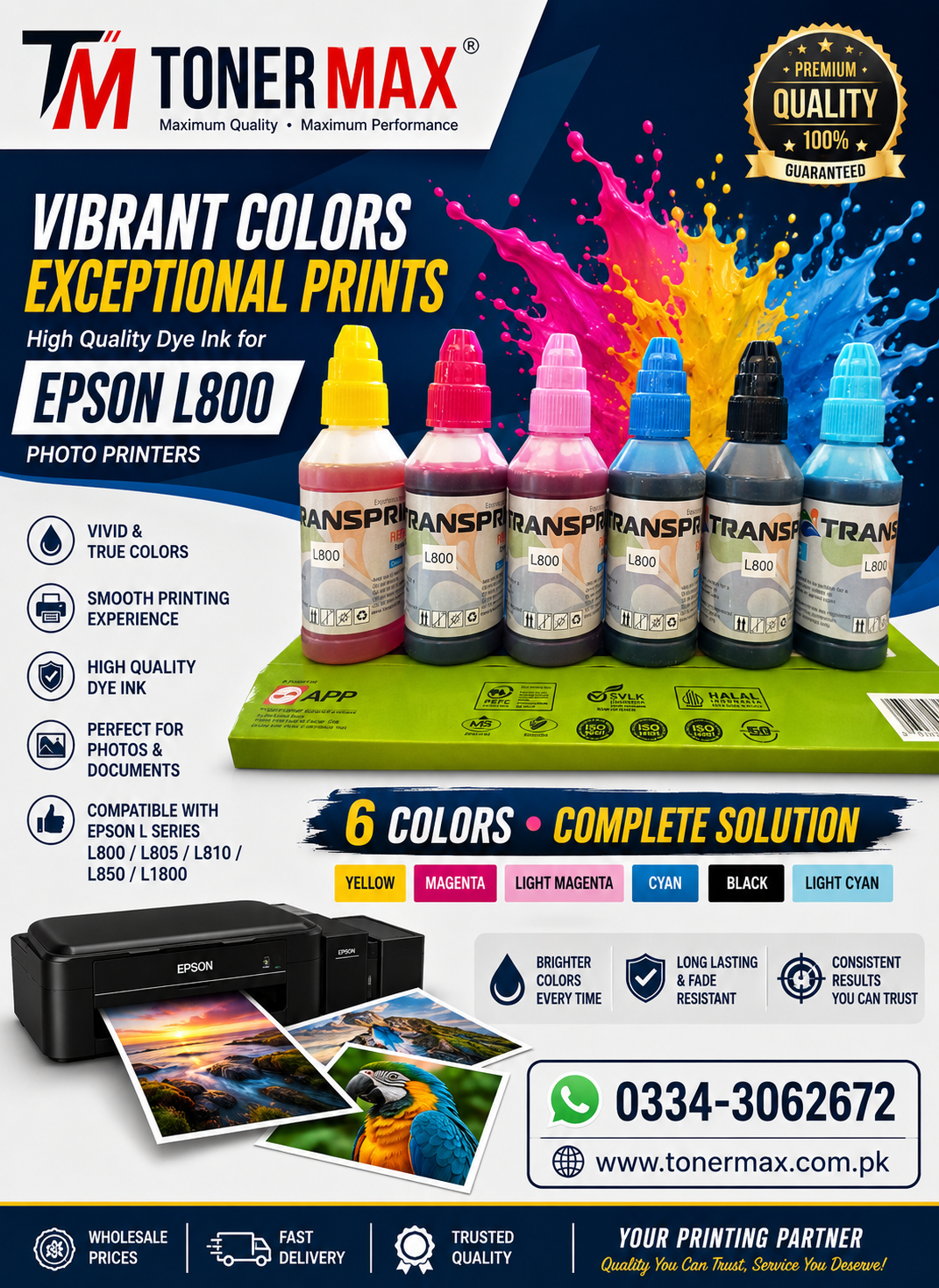 Transprint 6 Color 100ml ink Set