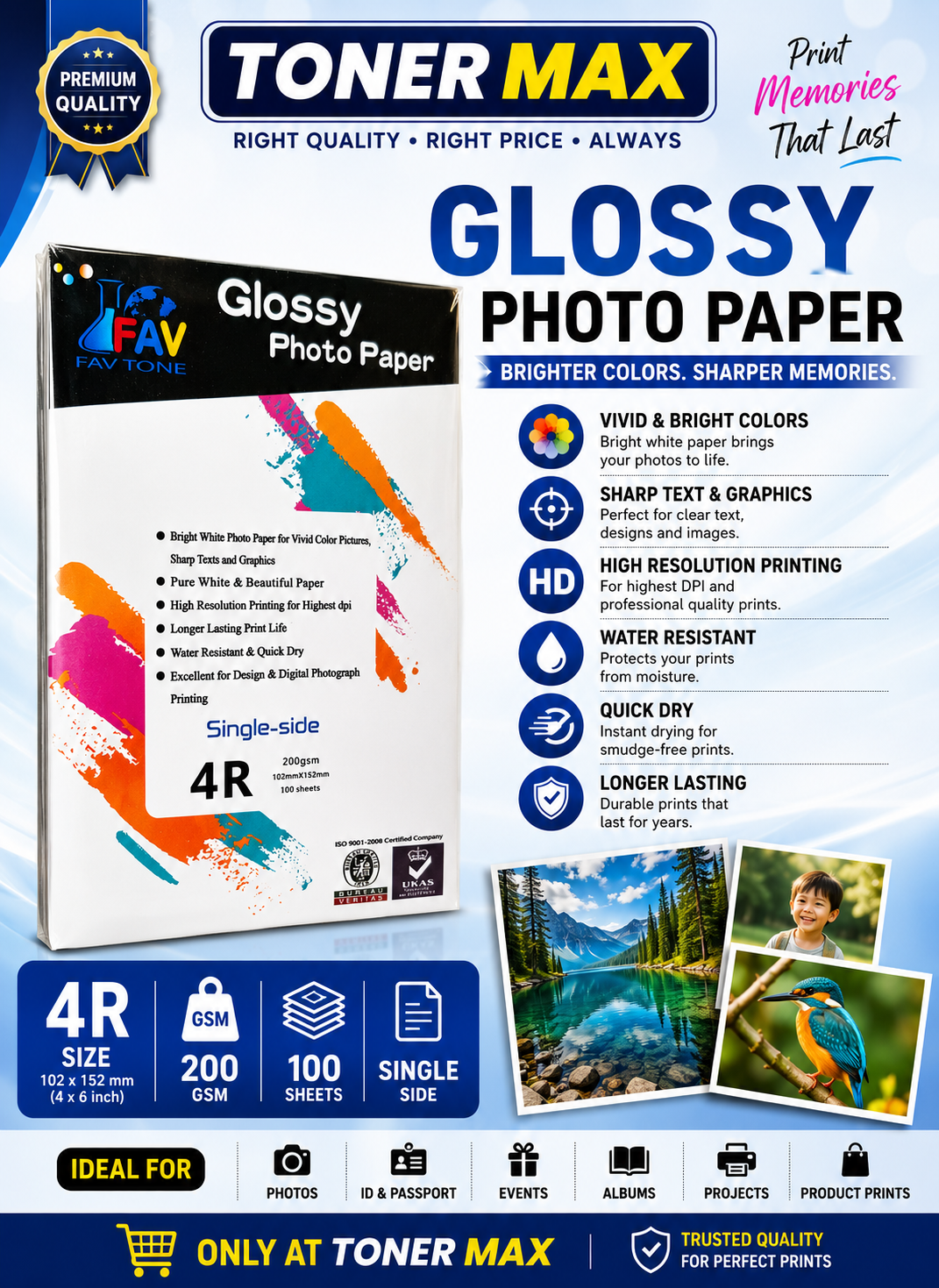 F.A.V 4*6 200g Glossy Photo Paper