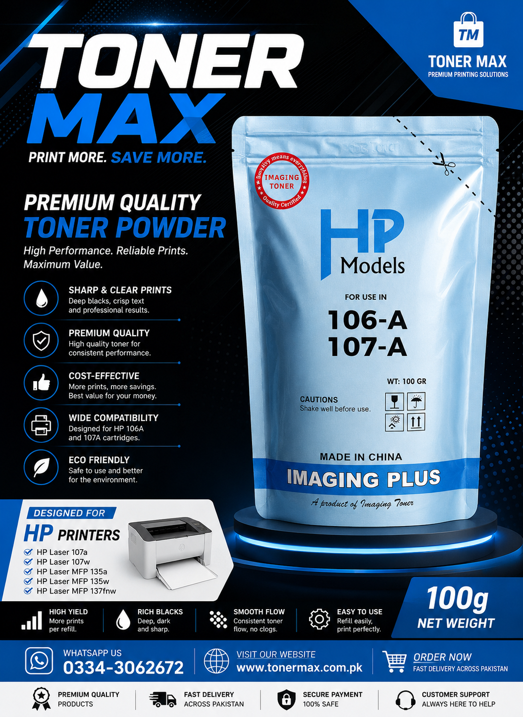 106a - 107a Hp Laser Toner (100g)