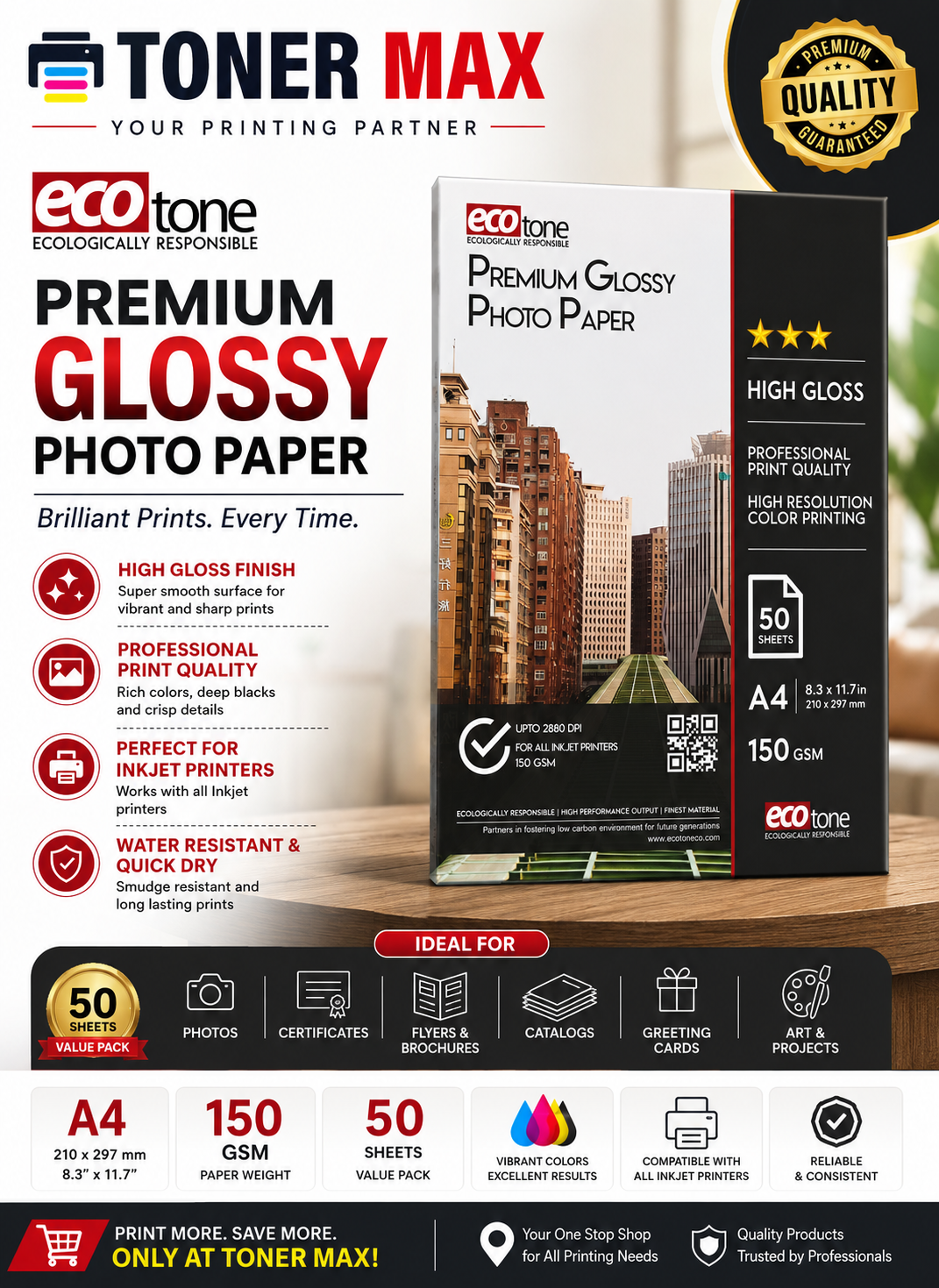 Ecotone 150g Glossy Paper A4