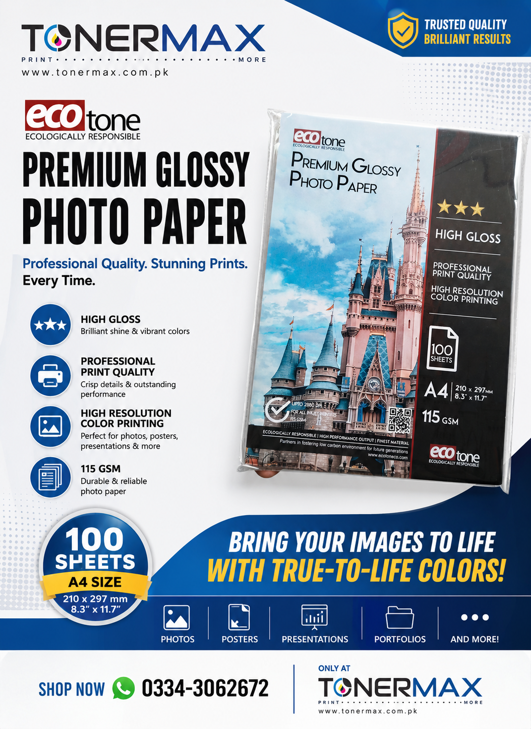 Ecotone 115g Glossy Paper A4 - 100 sheets