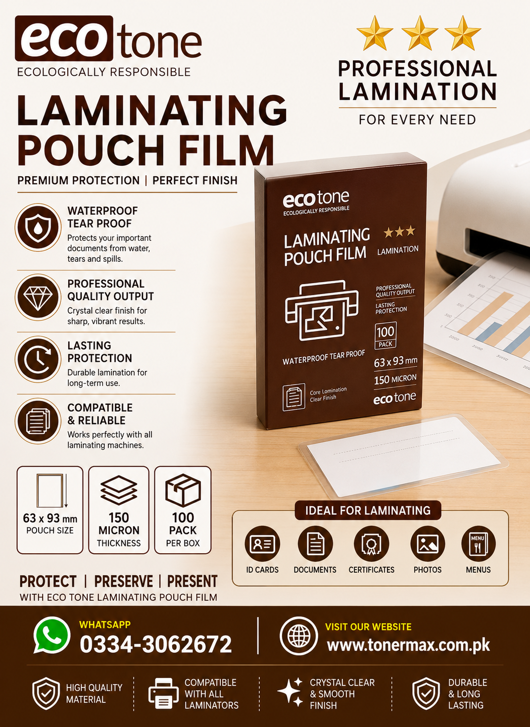 Ecotone N.i.d 150mm lamination pouches