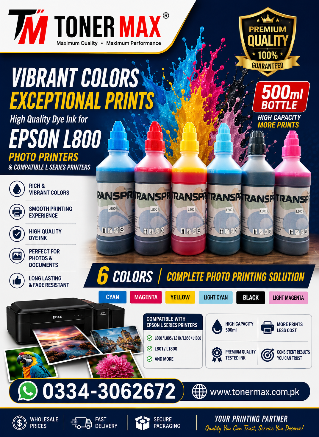 TRANSPRINT (6) Color 500ml Epson ink set