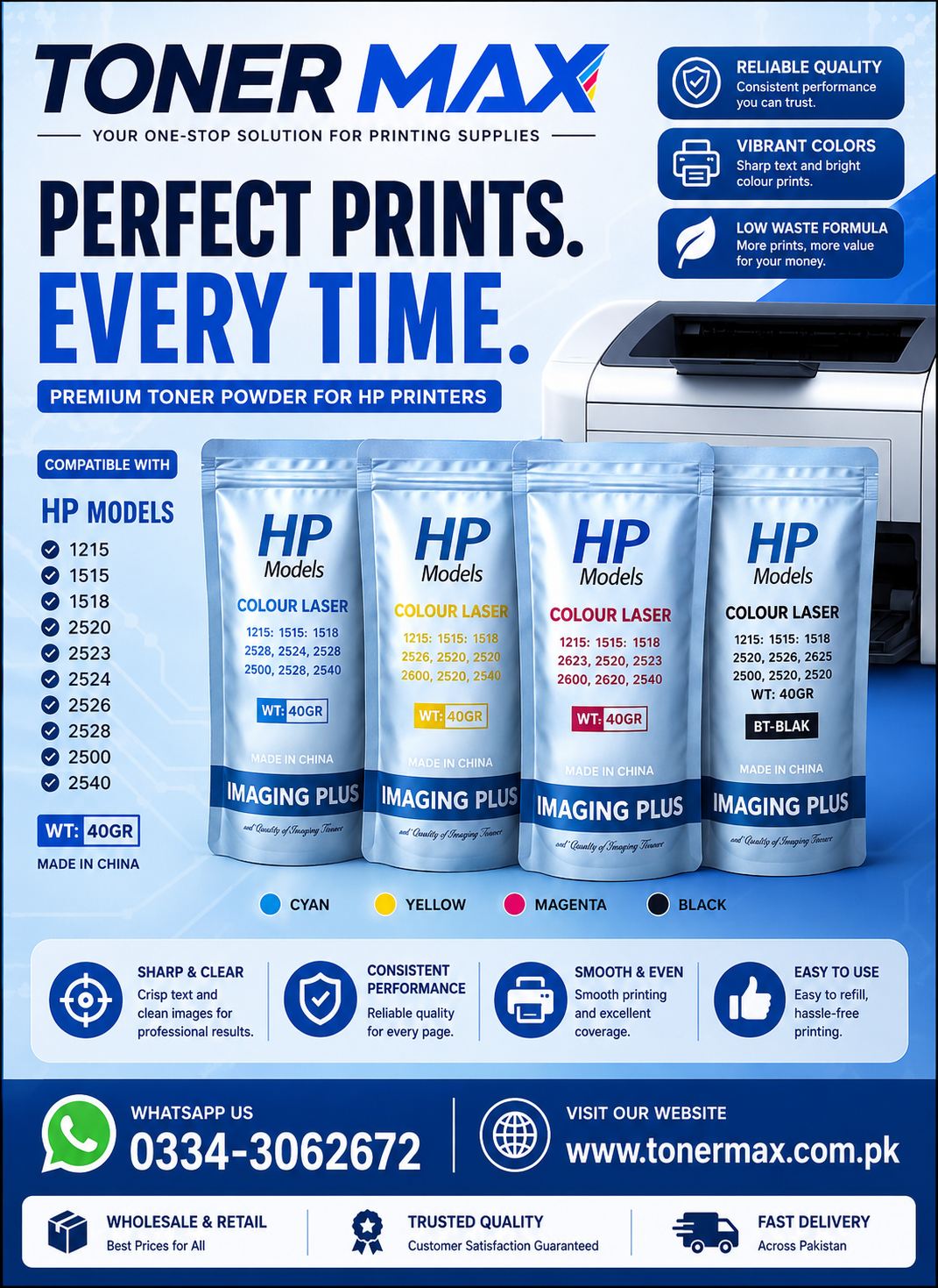 40g HP Color Laser Toner bags Set