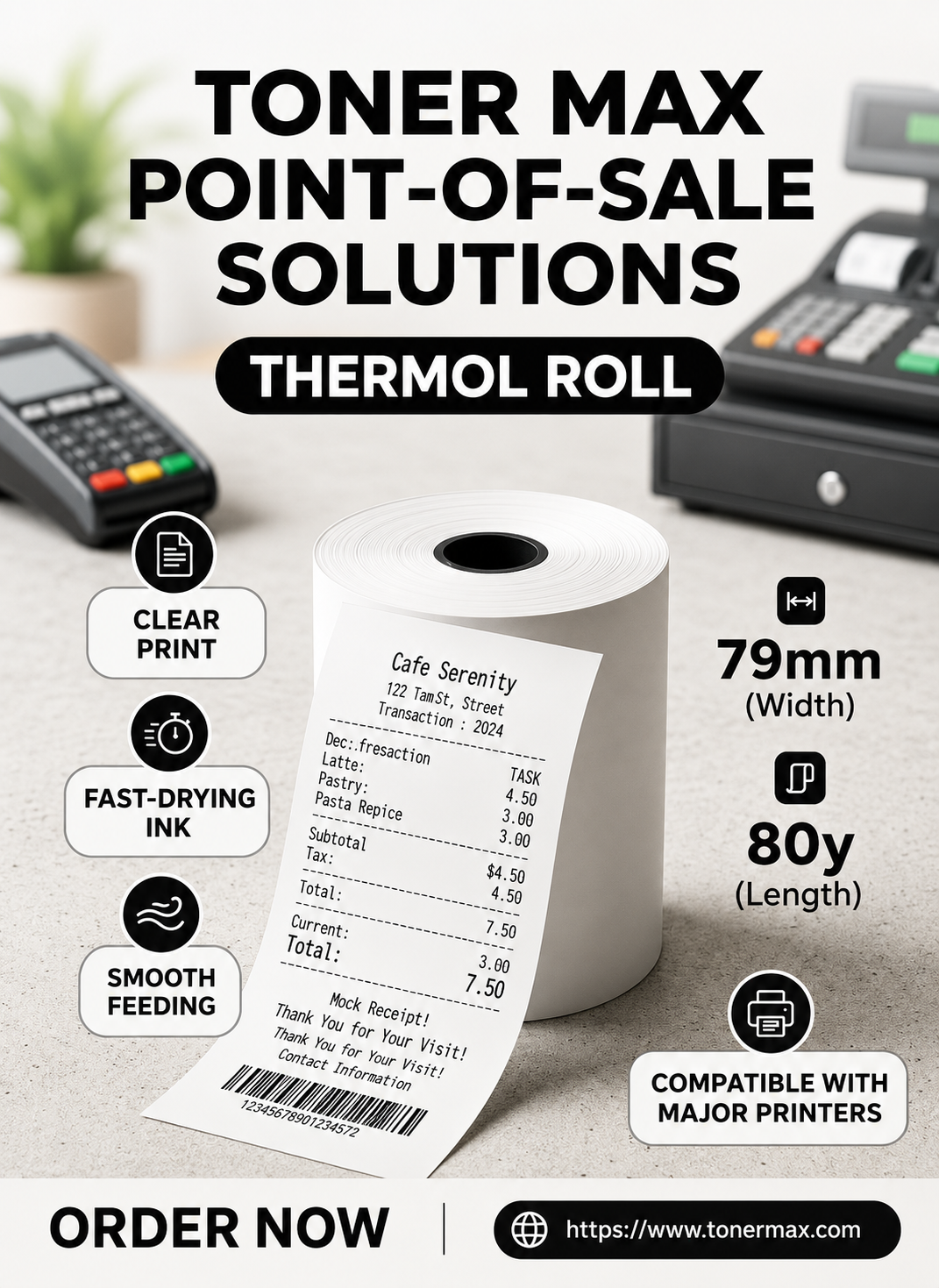 79mm * 80yard Thermal roll