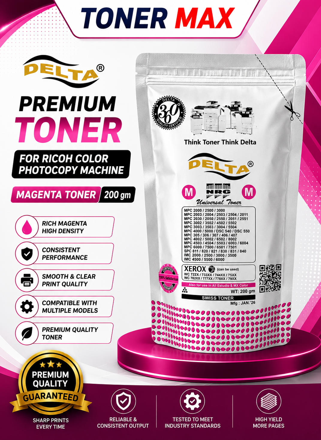 Delta Ricoh Color Toner (Magenta )
