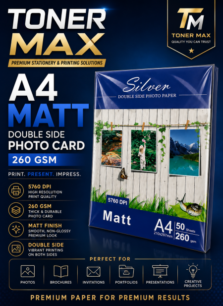 SILVER 260g Double Side MATTE CARD