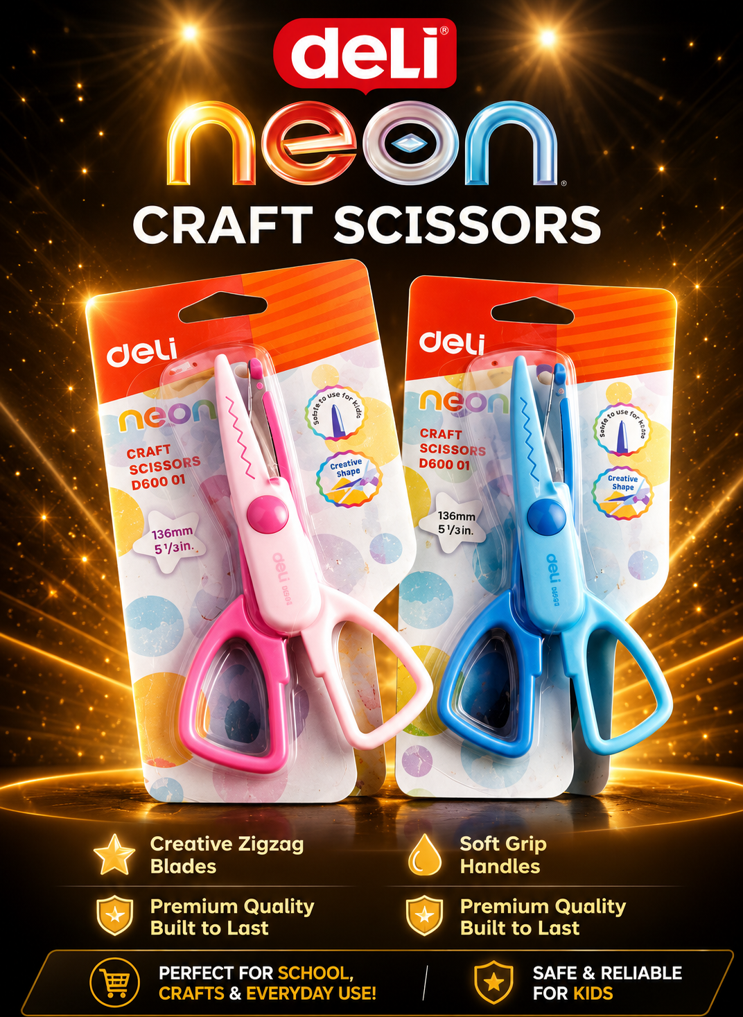 DELI NEON CRAFT ZIG ZAG SCISSOR