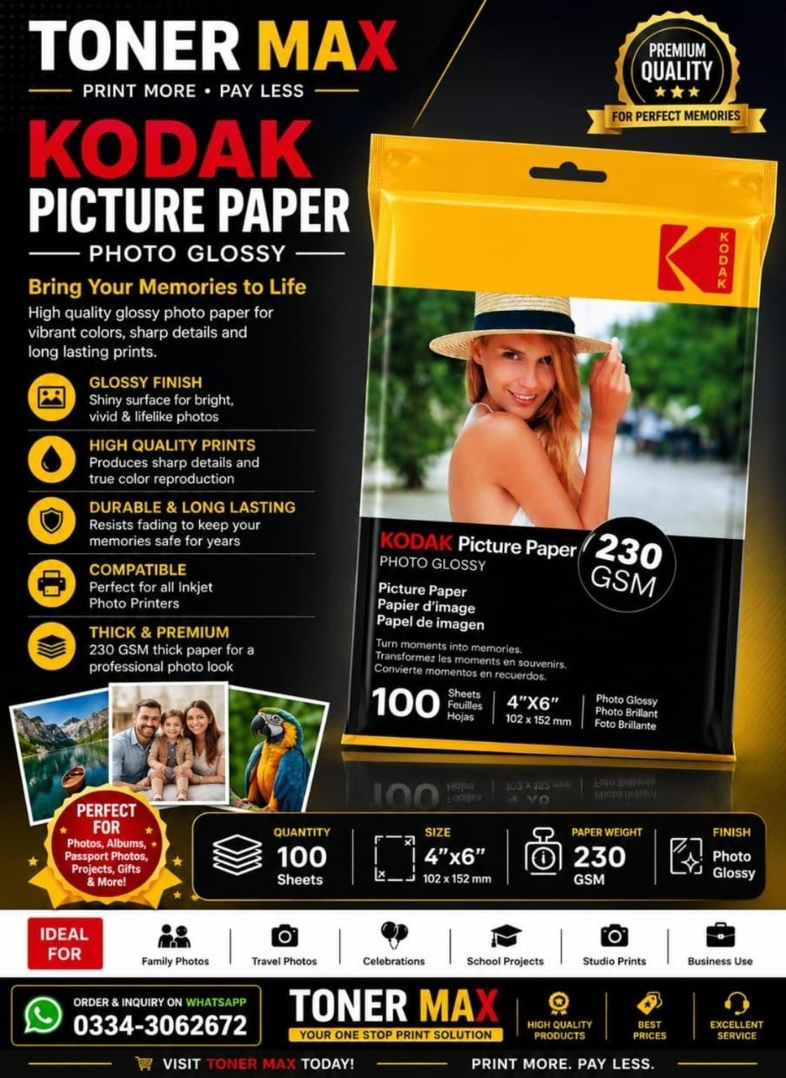 KODAK 4*6 230g (💯 sheets)