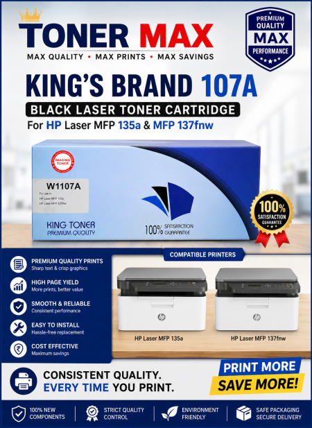107A Compatible Hp Printers KING'S Laser Toner Cartridge