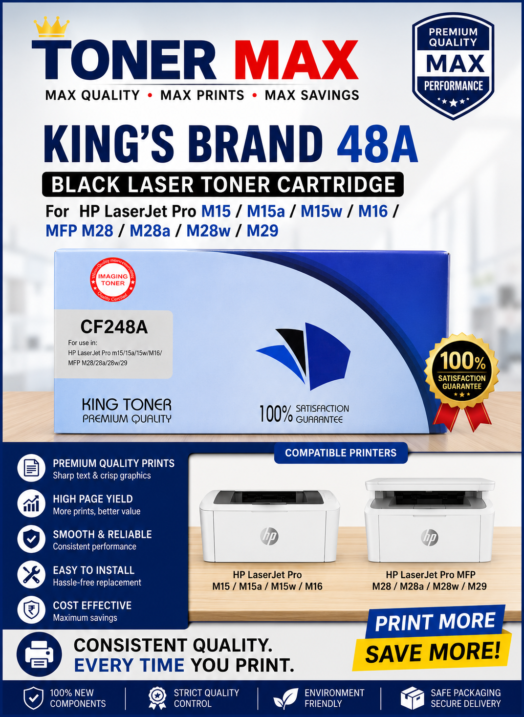 48A Compatible Hp Printers KING'S Laser Toner Cartridge