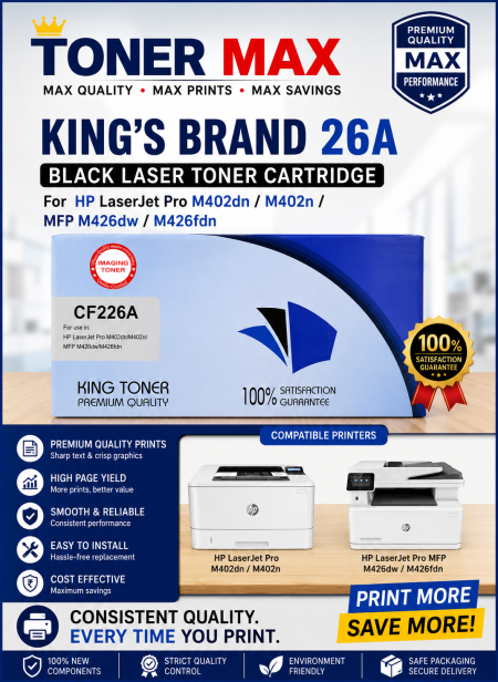 26A Compatible Hp Printers KING'S Laser Toner Cartridge
