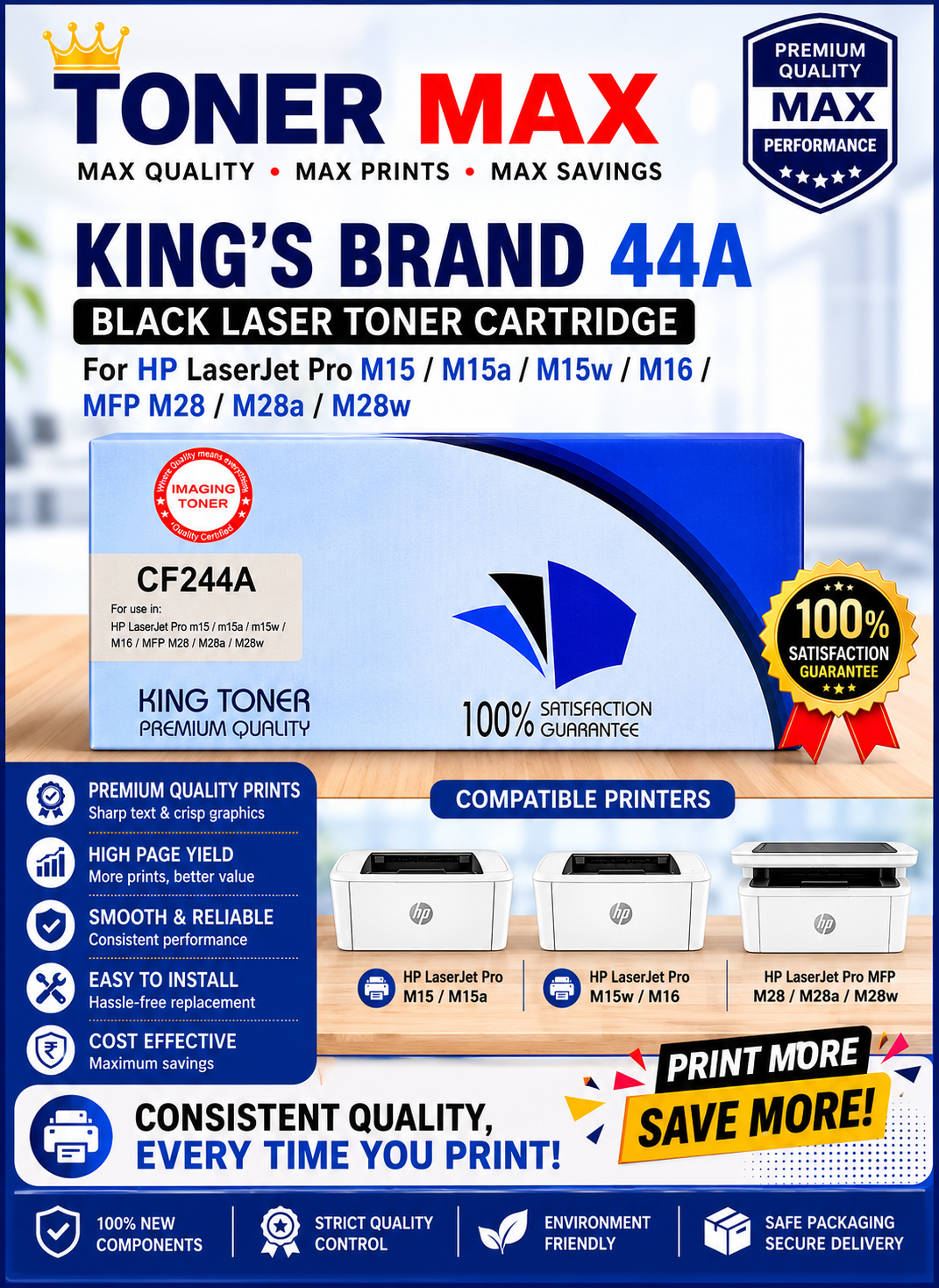 44A Compatible Hp Printers KING'S Laser Toner Cartridge