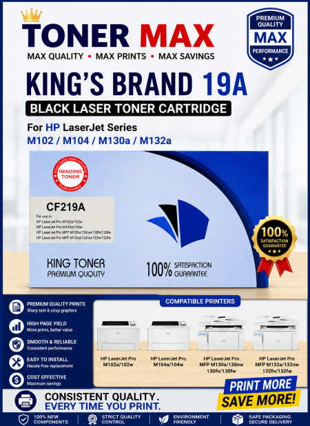 19A Compatible Hp Printers KING'S Laser Toner Cartridge