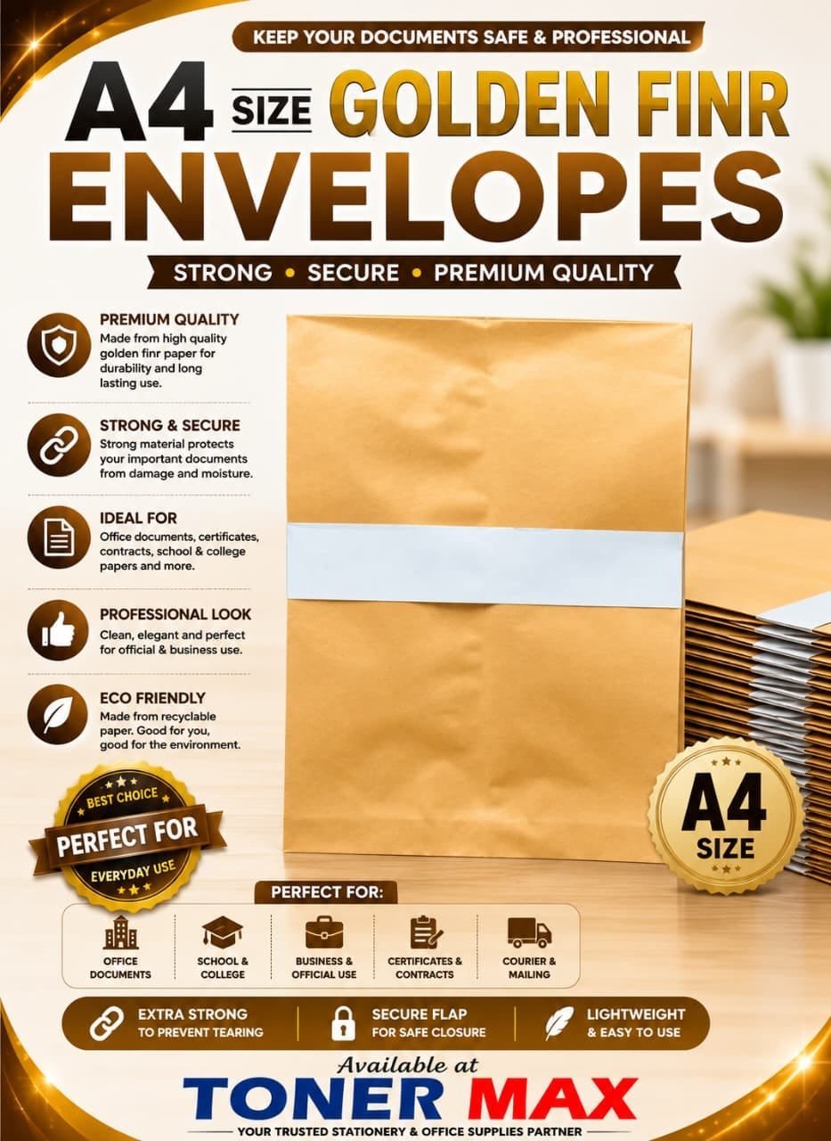 A4 BROWN GOLDEN EVENLOPS (100 pcs)