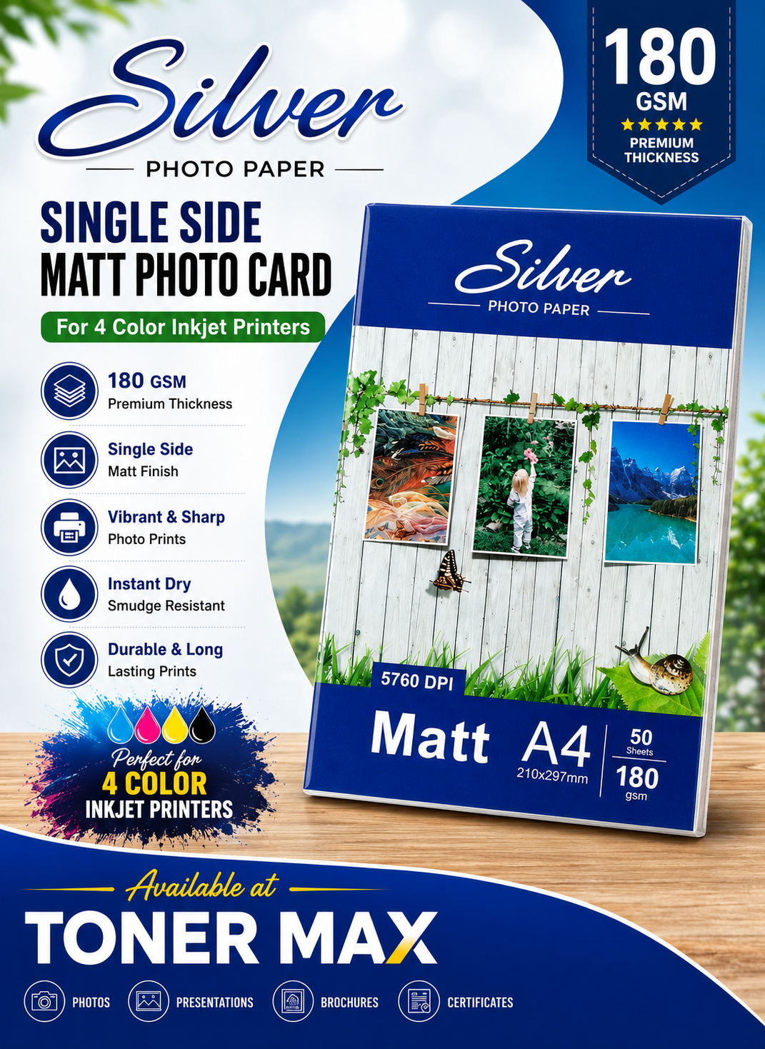 MATT 180g Single Side CARD