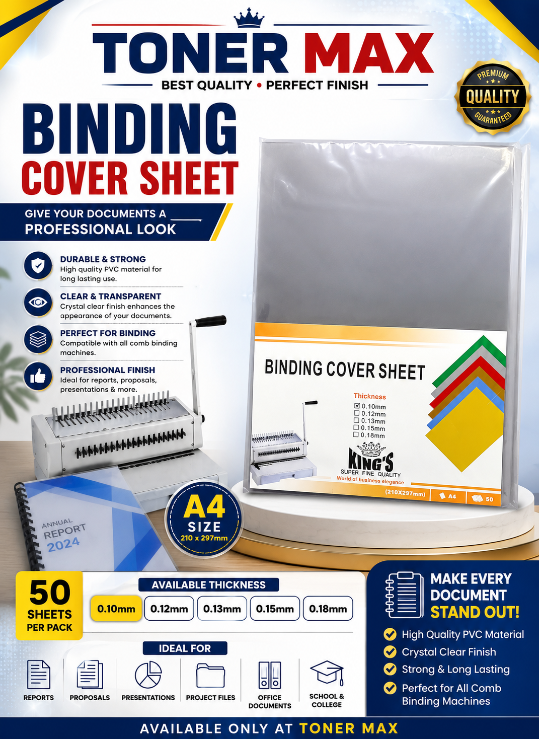 Imported BINDING PVC SHEETS A4 (50 sheets)