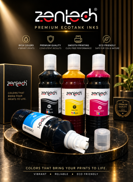 ZENTECH 4 Color 500ml NEW SHAPE ink SET